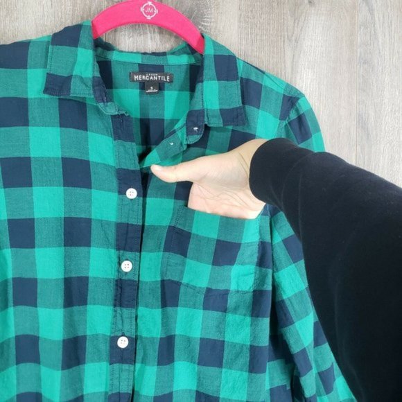 J. Crew Mercantile Green Plaid Button Down Shirt - Picture 6 of 11